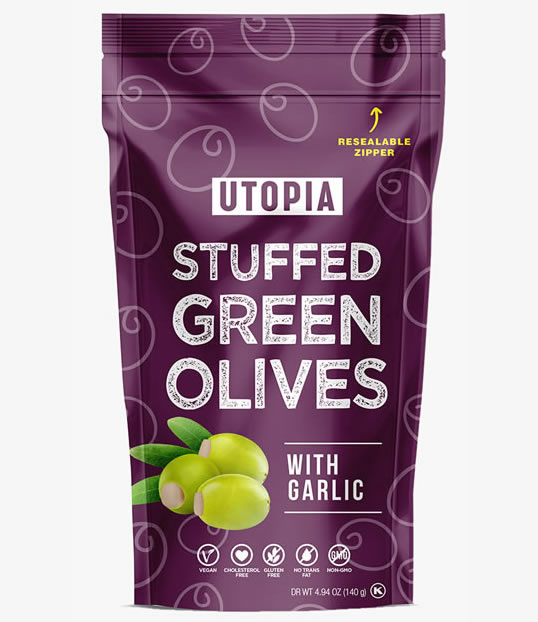 Stuffed Green Olives with Garlic